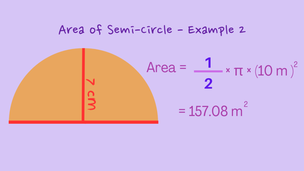 Area of semi circle - Example 2